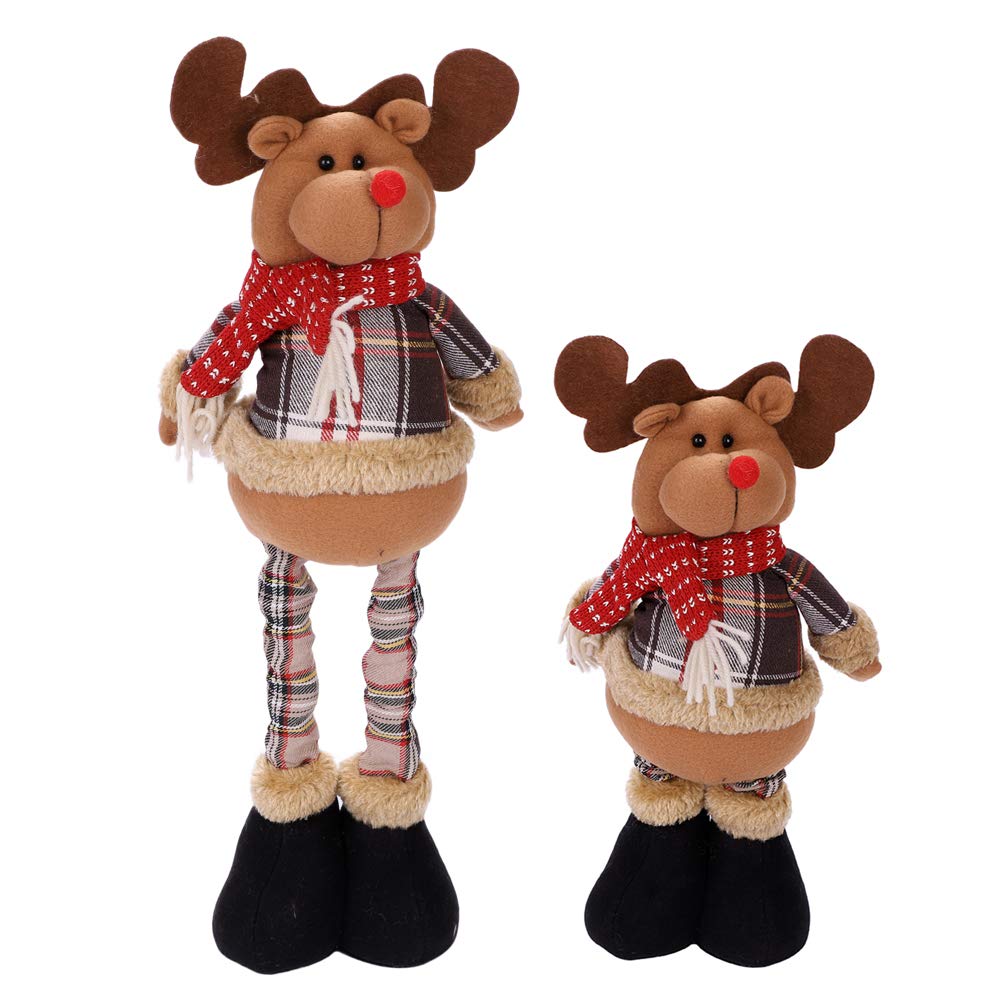 Christmas Standing Figures Xmas Santa Snowman Reindeer Plush Dolls Home Indoor Table Ornament Christmas Party Tree Decor Gifts for Friends House Restaurants Office (1Pcs Reindeer(Adjustable Size))