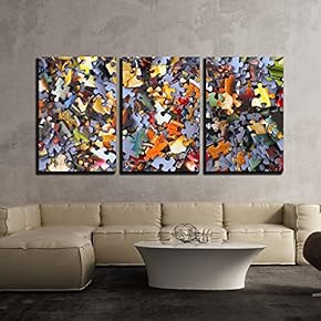 Colorful Puzzle Pieces x3 Panels