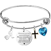 bifriend Inspirational Bracelet for Women, Initial Letter Charm bracelet for Female Cross Motivational Gifts for Her Daughter Sister Friends Back to School Birthday Christmas Presents