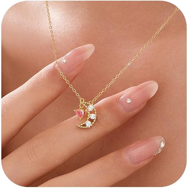 Collar De Plata De Ley 925 Con Luna Y Estrella De Luna