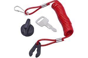 AIB2C 383 Ignition Key & Key Cap 703-82577-00-00 with Engine Stop Lanyard 682-82556-00-00,Replacement Ignition Key 90890-55880-00 Compatible with Yamaha Marine Outboard 300 Series