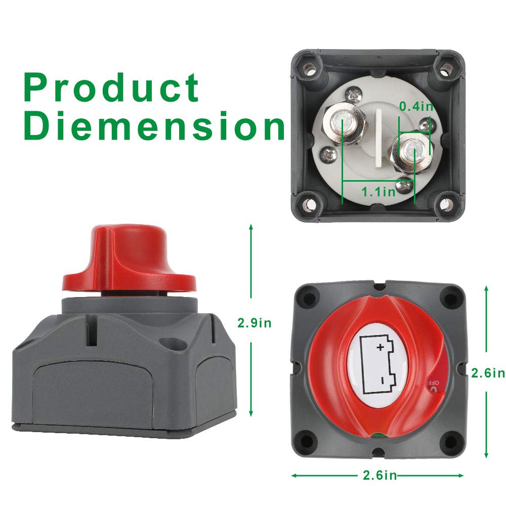 Battery Disconnect Switch - JOYHO 12V 24V 48V 275/1250 Amp Battery Kill Switch, Waterproof Heavy Duty Battery Isolator Switch, Cut Off Power for Marine Boat RV ATV Auto Truck, On/Off 2 Position: Industrial & Scientific