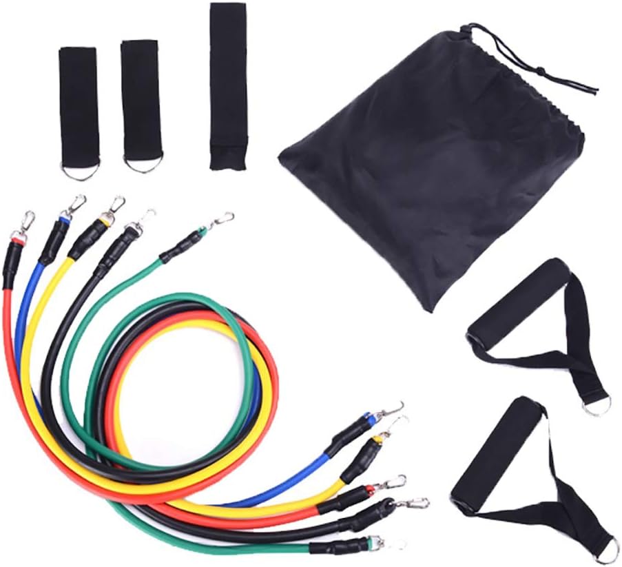CGBOOM 11 Pcs Pull Up Rope Tension Latex Resistance Stretch Bands Pilates Yoga Fitness Tubes Exercise Tube Workout