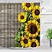 Bathroom Shower Curtain Sunflower Shower Curtains Set 12 Hooks Included, Waterproof Durable Fabric Bath Curtains Odorless Bathroom Decoration
