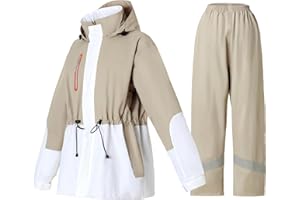 RAINFREEM Rain Suit for Women, Waterproof Rain Jacket & Trouser with Reflective Srtip, Rain Gear for All-Sport Anti-storm