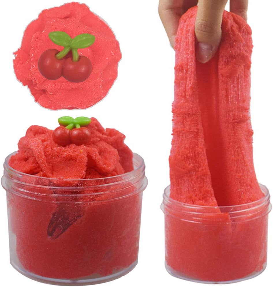 SWZY Fluffy Cherry Cloud Slime 2018 Newest 200ML Fairy Putty Stress Relief Toy Scented Sludge Toy Kids Adults