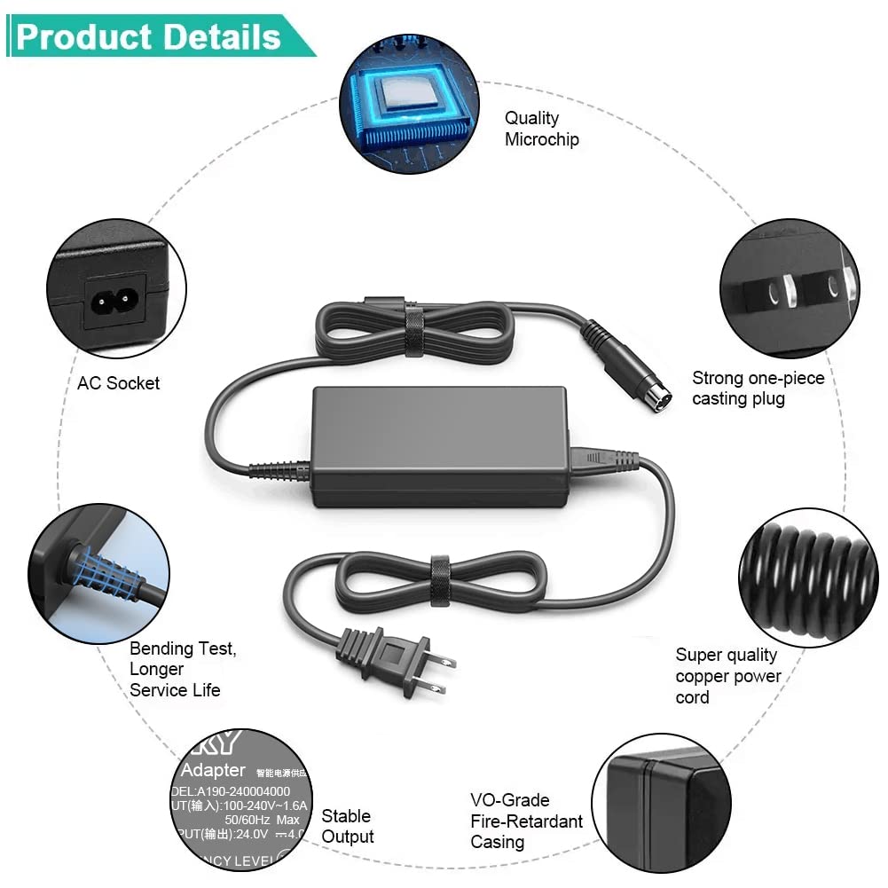 HKY 24V AC Adapter Compatible with All ResMed S9 Series CPAP and BiPAP Machines Res Med S9 AutoSet/AutoSet for Her/Elite/Escape Auto/Escape/VPAP Series Replacement 90W ResMed S9 Power Supply Cord