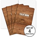 Field Notebook - 5"x8" - Wood Pattern - Graph Memo Book - Pack of 4