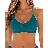 Women Bikini Top - V Neck Swimsuits Top Only Crisscross Bathing Suit Swim Bra Padded