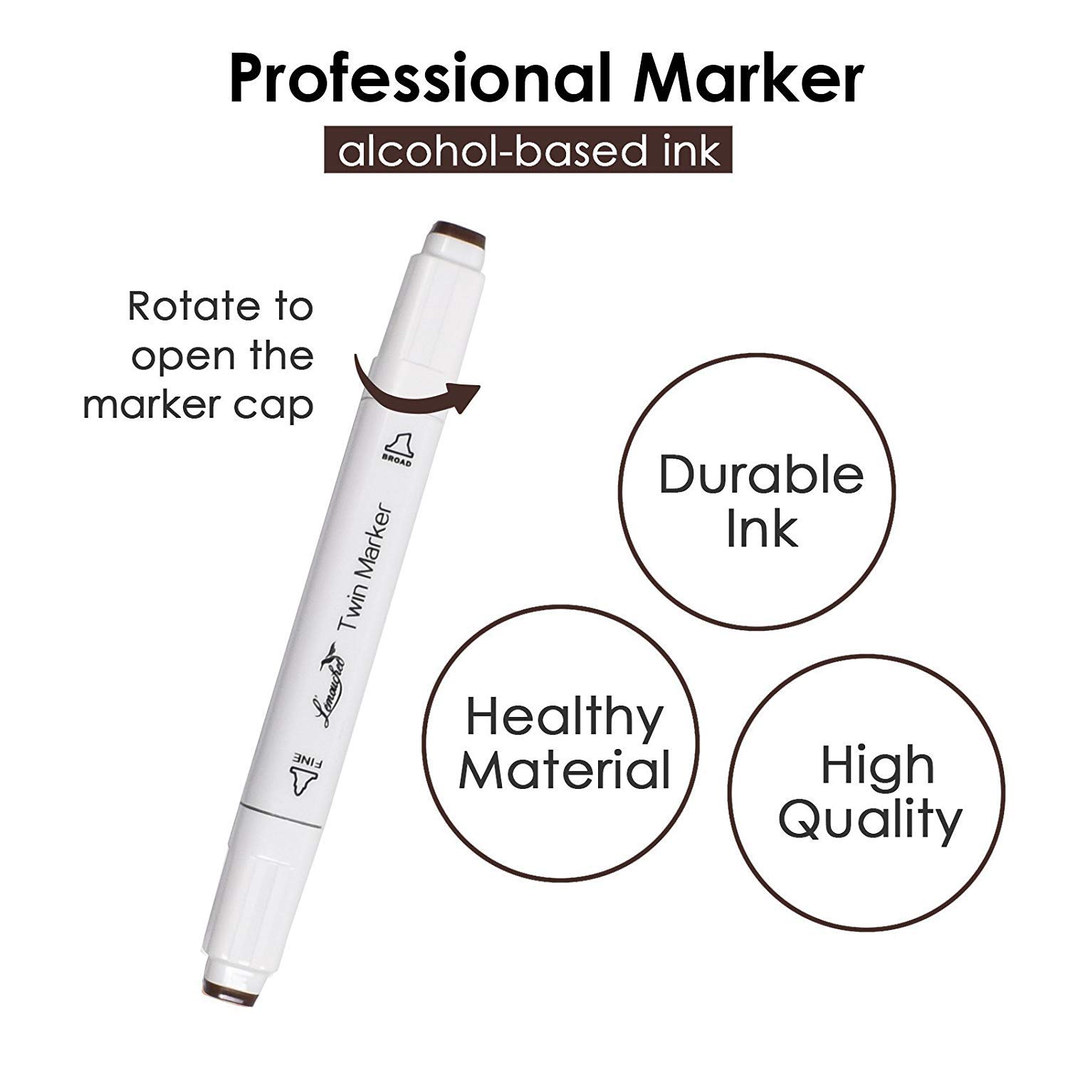 L\'émouchet 24 Colors Dual Tip Skin Tones Markers Pen Set, Permanent Art Sketch Marker Alcohol Based Art Markers for Manga, Portrait, Flesh, Illustration Drawing