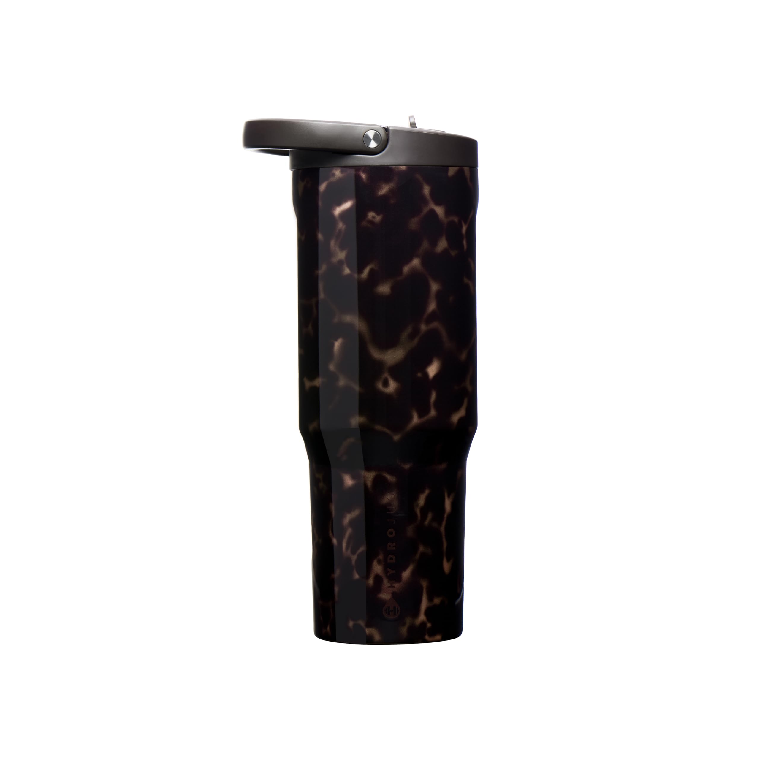 HydroJug Sport 32 oz Insulated Stainless Steel Water Bottle, Mocha Tortoise | Triple wall insulated, circular flip straw, lea