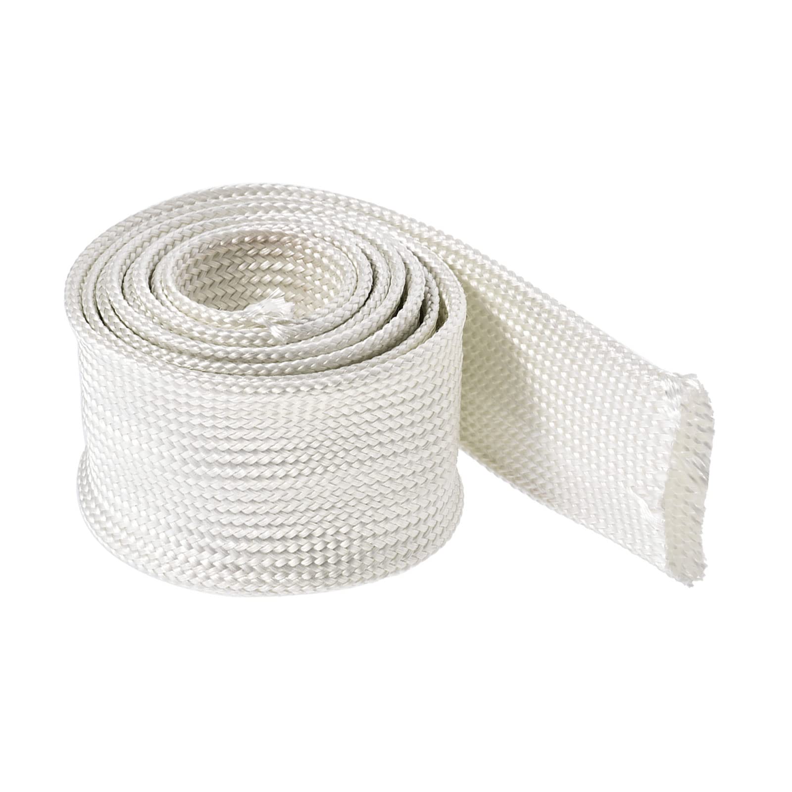 Rebower Fiberglass Sleeve Insulated Cable Protection Tube [for High-Temperature Applications] - 1M-25mm / White