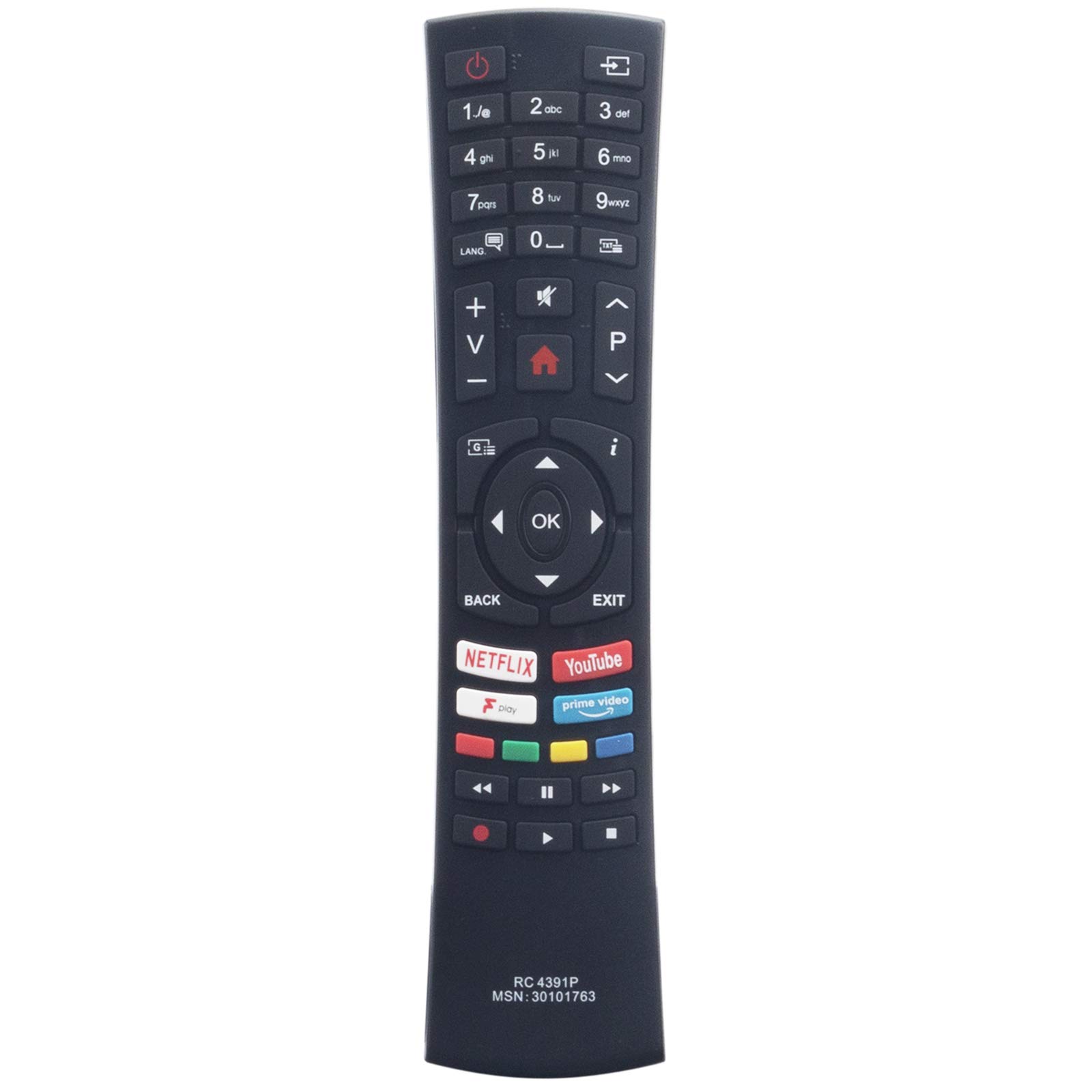 VINABTY RC4391P Replacement Universal Remote Control Fit for Bush Smart Full HD LED TV Freeview Play DLED24HDSDVD DLED32HDS DLED40FHDS DLED43UHDHDRS DLED49UHDHDRS DLED49FHDS