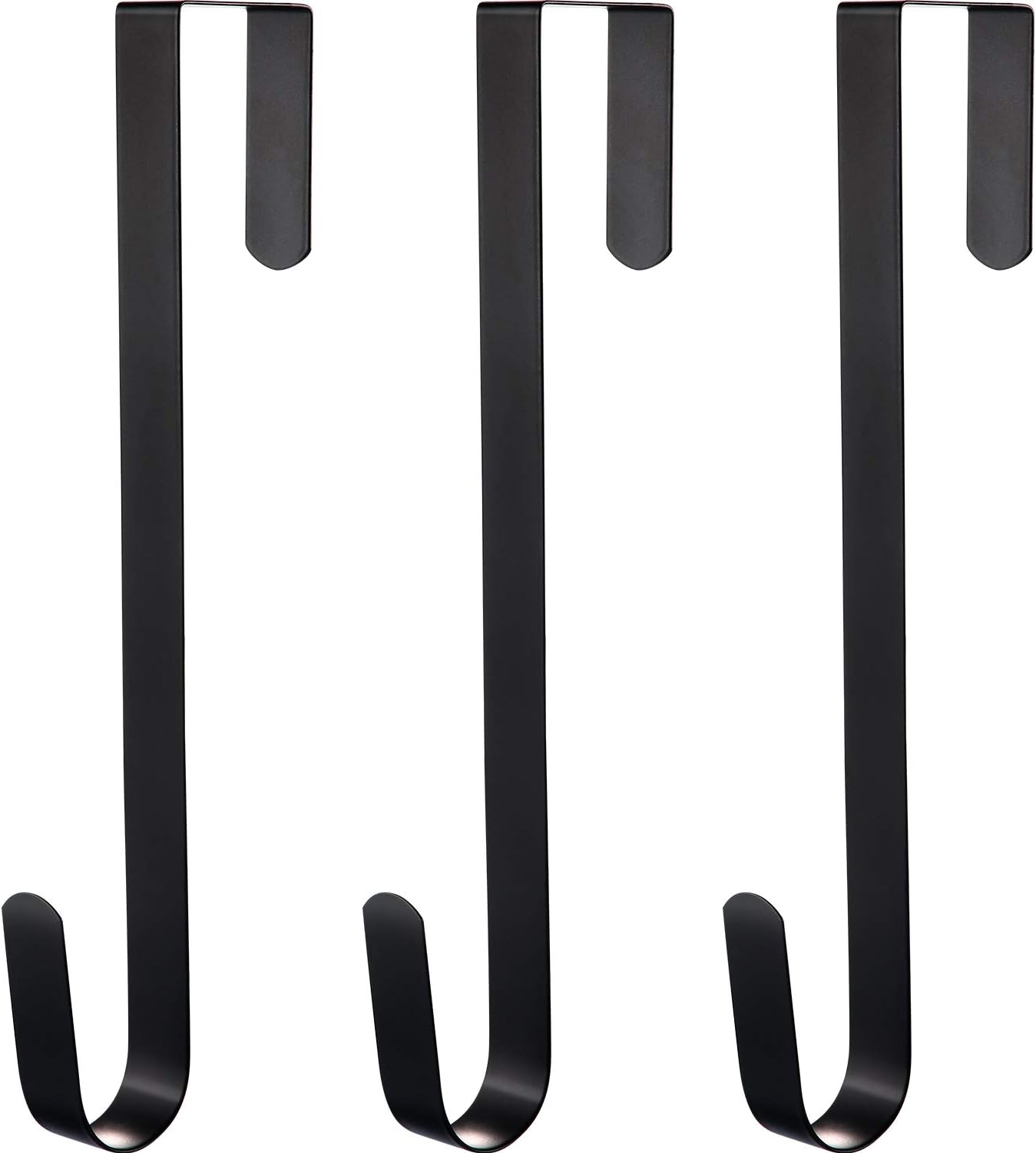Wreath Hangers - Zhehao 3 Pieces Christmas Decor Metal Wreath Hangers Over The Door Light Handy Wreath Hanger Hanging Hook (12 Inch, Black)