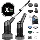 WKY-Electric Spin Scrubber - 10-in-1 Cordless Shower Scrubber &amp; Cleaning Brush with Extendable Handle, 42 in-lbs Ultra High Torque, 2 Speeds, IPX7, LED Display, Smart AI Chip, for Bathroom, Kitchen