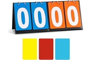 4-Digit Portable Sport Scoreboard - Multi Sports Score Flip Scoreboard with Soccer Referee Card Set - Easy Flip Tabletop Scor