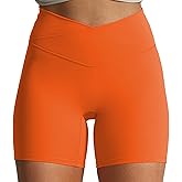 Aoxjox Trinity Workout Biker Shorts for Women Cross-Waist Crossover High Waisted Tummy Control Athletic Running Yoga Short 6"