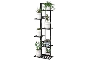 Laiensia Bamboo Plant Stand Rack 6 Tier,Multiple Stand Holder Shelf Rack, Indoor&Outdoor Planter Display Shelves for Patio Garden, Living Room, Corner Balcony and Bedroom,Black