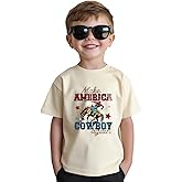 Habudda Cowboy Shirt Toddler Boy Kids Little Cowgirl Western Baby Boys Clothes Short Sleeve T-Shirts Cotton Tops Tee 2T-8Y