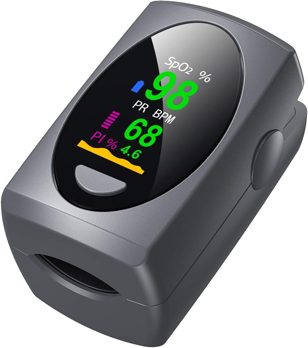 Pulse Oximeter Fingertip, Portable Blood Oxygen Saturation Monitors for Heart Rate Monitors and SpO2 Fast Reading Oxygen Meter,Finger Pulse Ox Monitor with Finger Oxygen Sensor