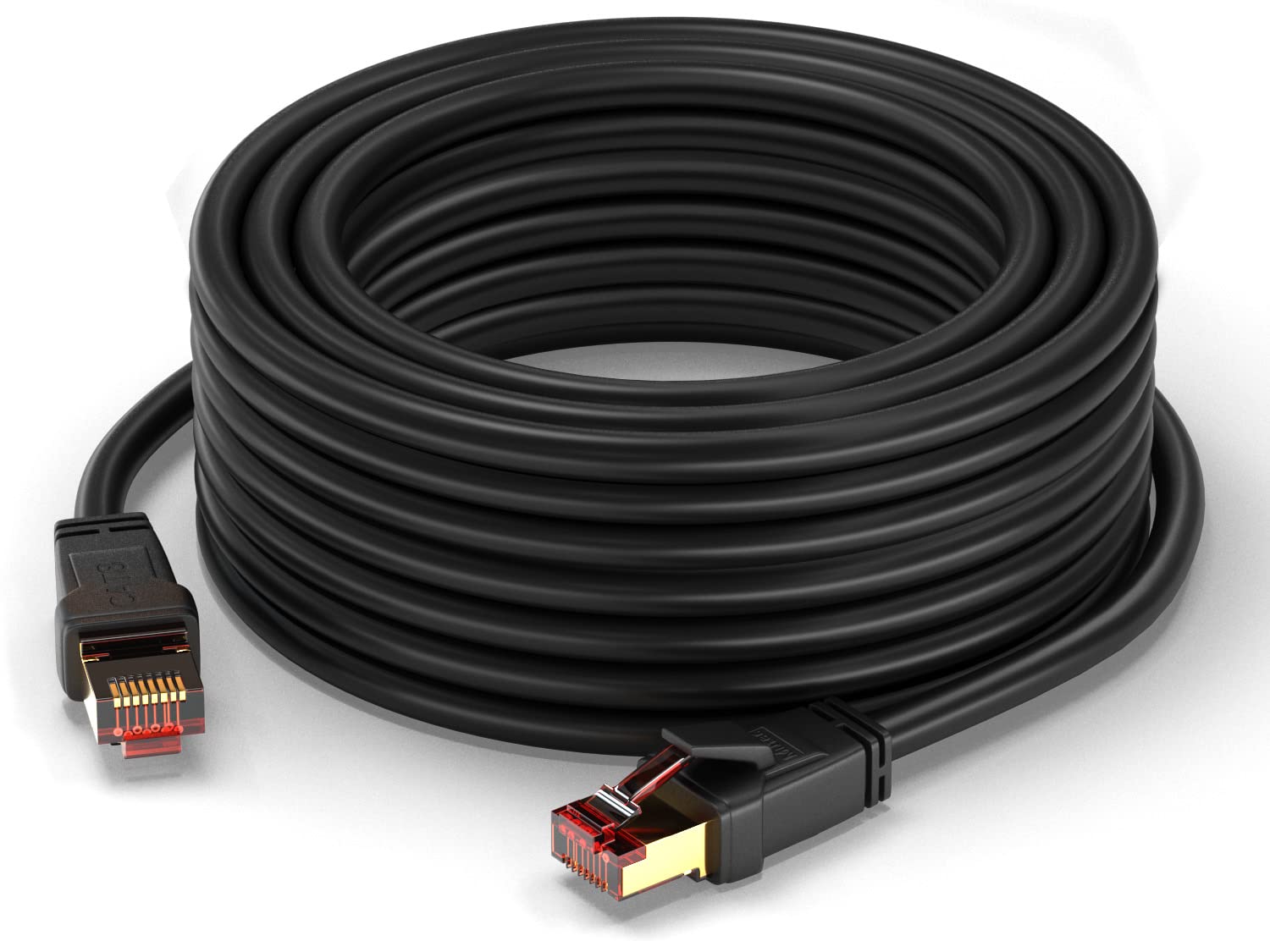 MutecPower 30m CAT 8 Outdoor Waterproof Ethernet Cable High-Speed 40Gbps 2000MHz POE Gigabit Direct Burial Patch Network Cable S/FTP RJ45 copper LAN cable - Ideal for Internet, Router, Modem, TV, PC