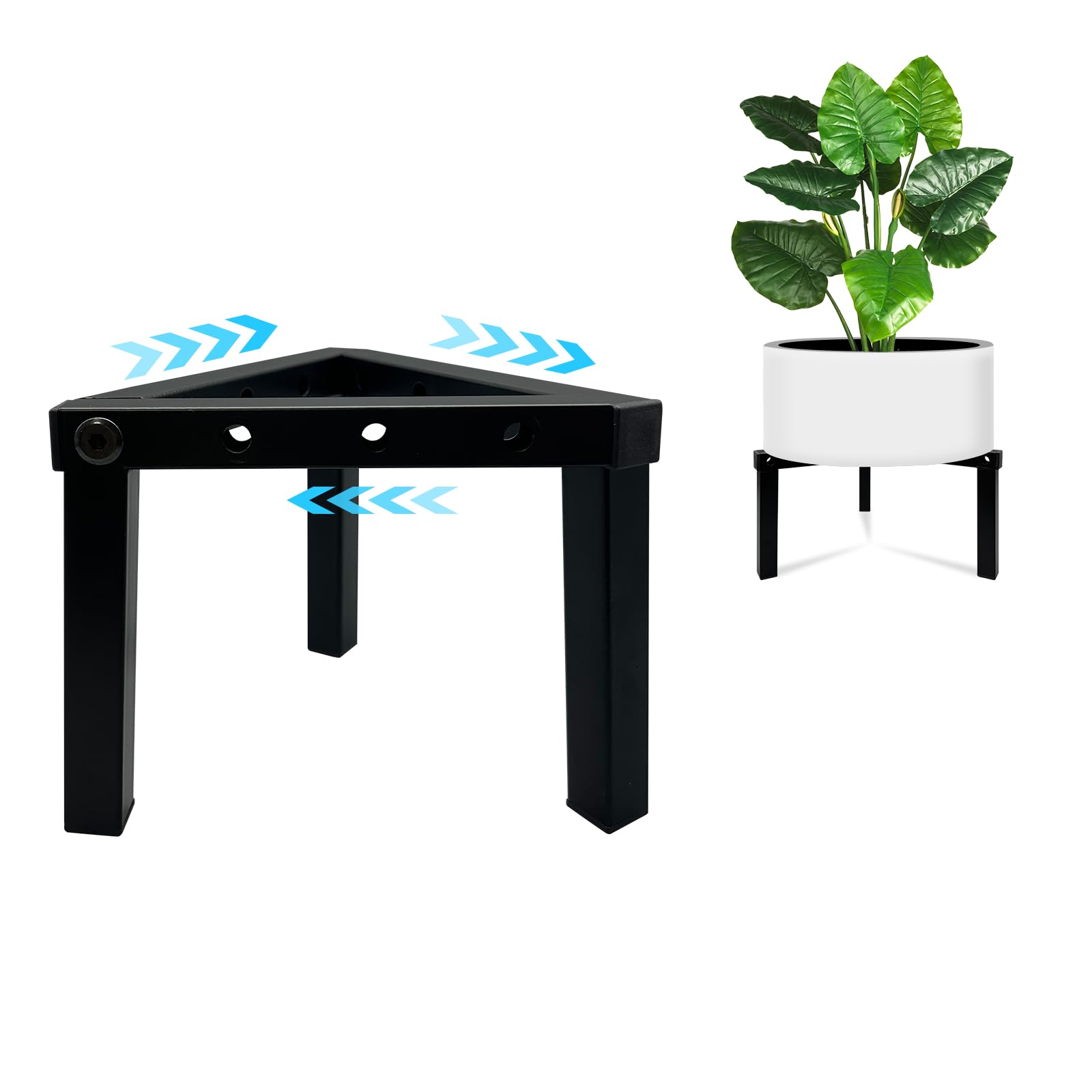Photo 1 of DDPow Three Legs Adjustable Metal Plant Stand for 5"-10" Plant Pot – Indoor & Outdoor (Black, 1 Pack)