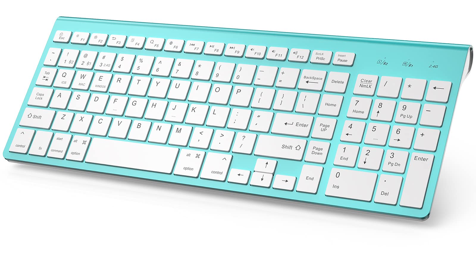 JOYACCESS Wireless Bluetooth Keyboard for Mac,Ergonomic Multi-Device Keyboard with Number Pad, Compatible with MacBook Pro/Air, iMac,iPhone,iPad, iOS, Android, Windows, Turquoise