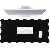 Hahafelt Scalloped Desk Mat Large Scalloped Piping Cute Desk Mat Aesthetic Preppy Table Pad Large Nonslip Pad with Edge Stitching Waterproof Gaming(Black,31.5 x 15.75 Inches)