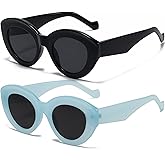 AIEYEZO Oversized Cat Eye Sunglasses for Women Cute Oval Thick Frame Cateye Sun Glasses Chic Retro Style Shades