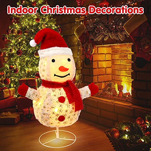Lighted Snowman Outdoor Christmas Decorations, 33 Inch Builtin 64 LED