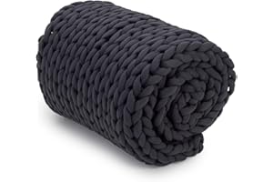 Nuzzie Chunky Knit Blanket - Breathable, Cooling, Hand Made Knit Throw Blanket for Sleep - Machine Washable, Stylish Decor Design - Dark Grey, 22 lb Queen