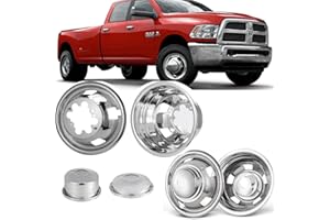 Lifeinfinity Set of 4 17inch Stainless Steel Dually Wheel Simulators, Bolt On Wheel Cover with Removable Centre Cap, Screw on 8 Lug Hubcaps Fit for 2003-2018 Dodge Ram 3500 w/Tool Kit 708R