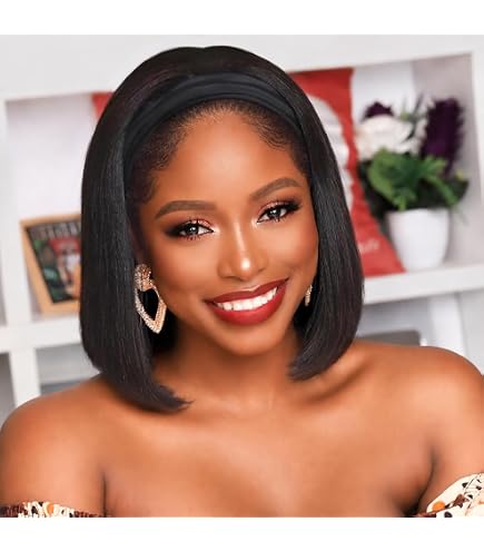 10In Bob Headband Wig Glueless Machine Made Short Straight Natural Color No Amazon.com : XCHJH Bob 10Inch Headband Wig Human Hair Short  main image 3