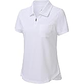 MoFiz Womens Zip up Golf Polo Shirt Short Sleeve Workout Golf Top Moisture Wicking Lightweight Tennis Shirts