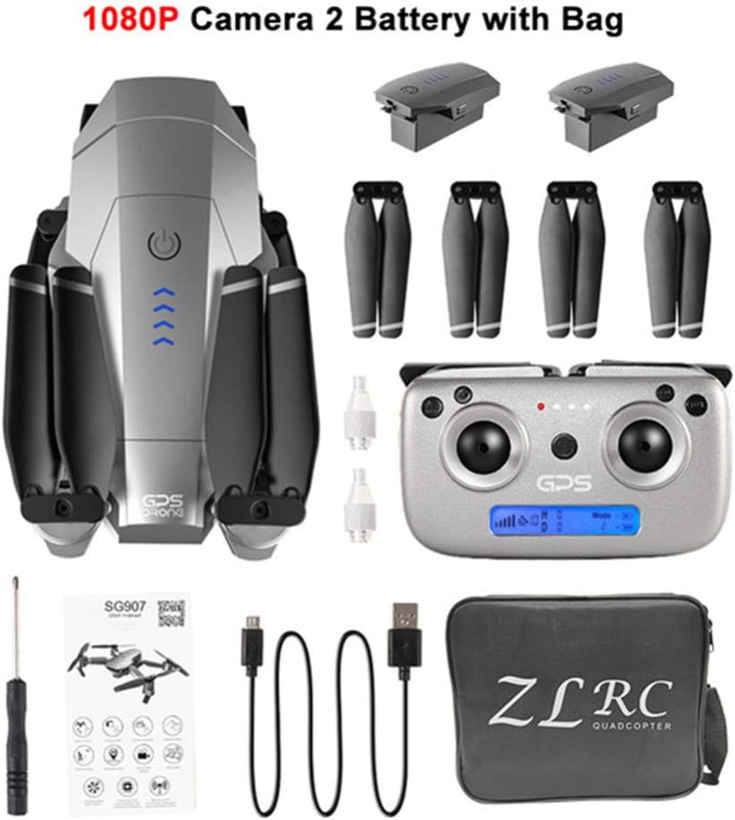 s61Ylu Mini Drone SG907 GPS Drone with 4K 1080P HD Dual Camera 5G WiFi RC Quadcopter Optical Flow Positioning Foldable Mini Drone VS E520S E58 (Storage Bag 1080P Two-Battery)