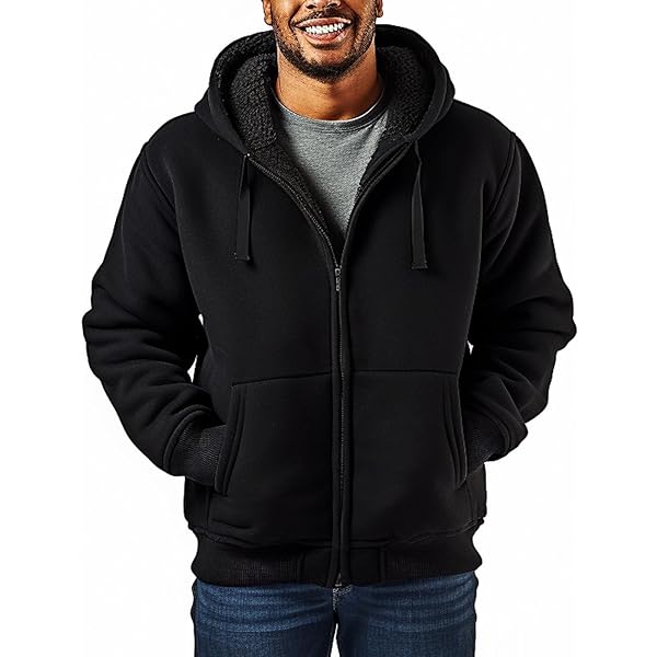 Fluffy Hoodie Men Men's Hooded Fleece Jacket Fuzzy Sherpa Jacket