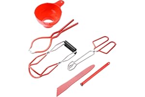 Canning Tools Set,6Pcs Canning Supplies Starter Kit with Funnel, Jar Lifter, Wrench, Lid Lifter, Tongs, Bubble Popper,for Can