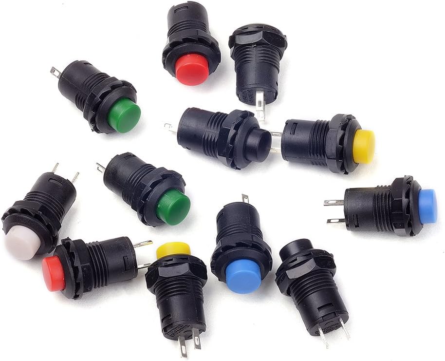 Cylewet 12Pcs 12mm SPST NO Reset Switch Push Button Switch (Pack of 12) CLW1092