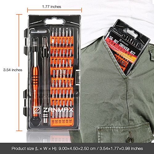 60 in 1 Screwdriver Set, Precision Driver 56 Bits Magnetic Professional Repair Tool Kit for PC/iPhone X, 8/Smart Phone/Tablet/Xbox/Clock DIY etc, with Extension Shaft Multitool Nut Driver T4 T5 T6 T7