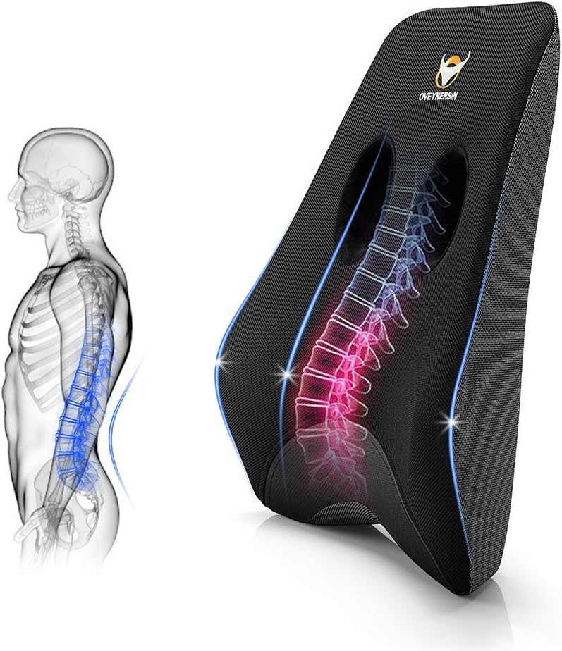 Lumbar Pillow, OVEYNERSIN Comfortable Lumbar Support Pillow, Office Car Seat Cushion, Memory Foam Back Cushion with Breathable Mesh for Relieves Back, Hip, Tailbone, Sciatica Pain: Kitchen & Dining