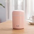 Portable Mini Humidifier, Colorful, Cool Mist, USB Powered. Perfect for Bedroom, Office & Car (300ml, Pink)