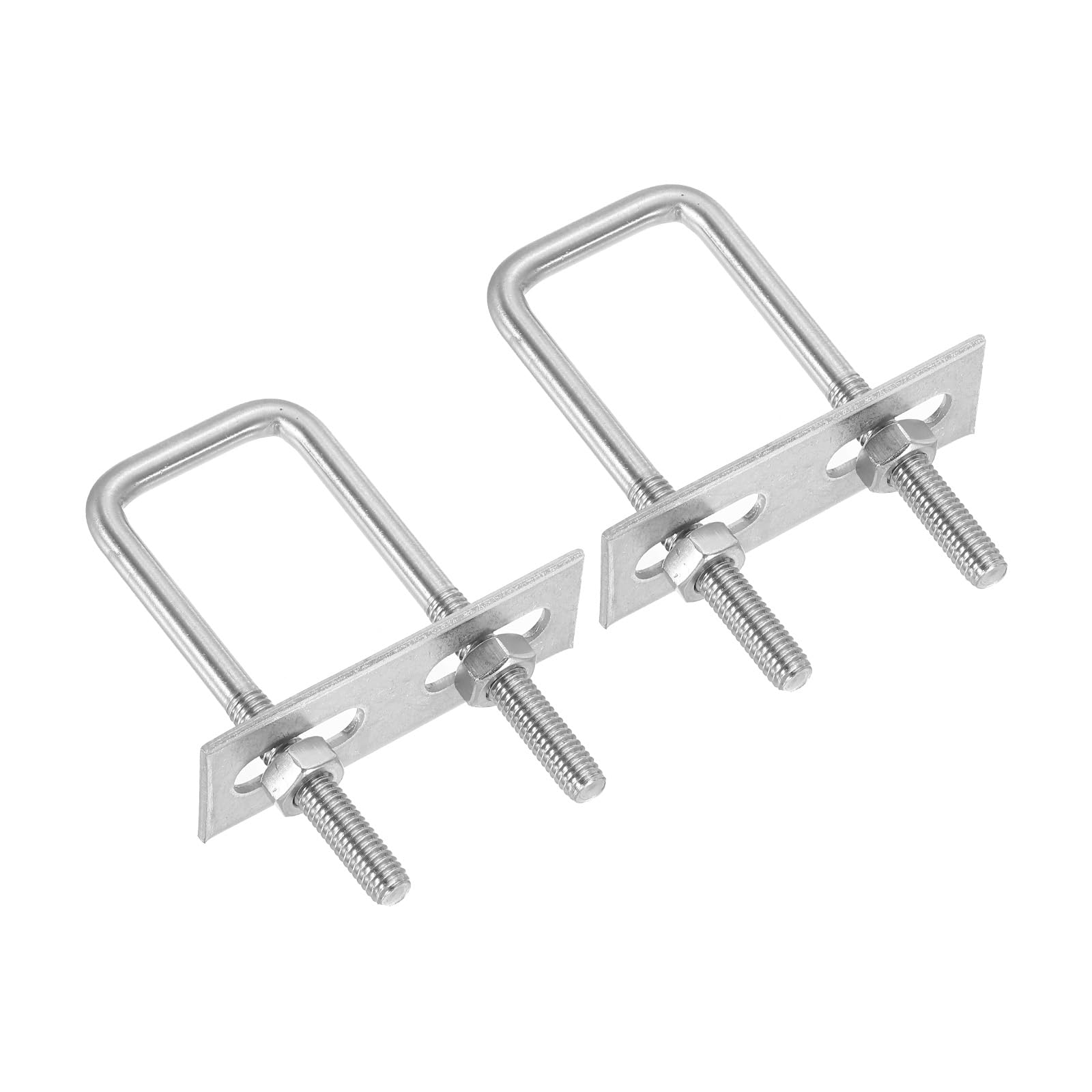 PATIKIL M8x30x75mm Square U-Bolts Kit, 2Set 304 Stainless Steel Square U Shaped Bolts Replacement Parts with Frame Plates and Nuts for Ski Board Sailboat Trailer