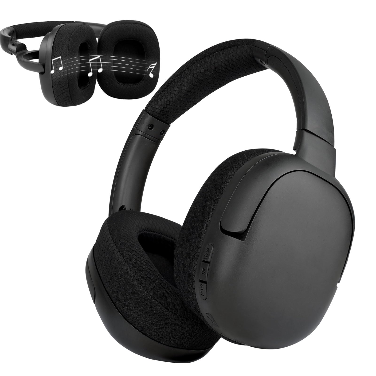 XuanGui Wireless Over Ear Headphones Speakers, Bluetooth 45 Hours Playtime, Adjustable Stereo Headphones with Microphone, FM, Micro SD/TF for Home & Travel (Black)