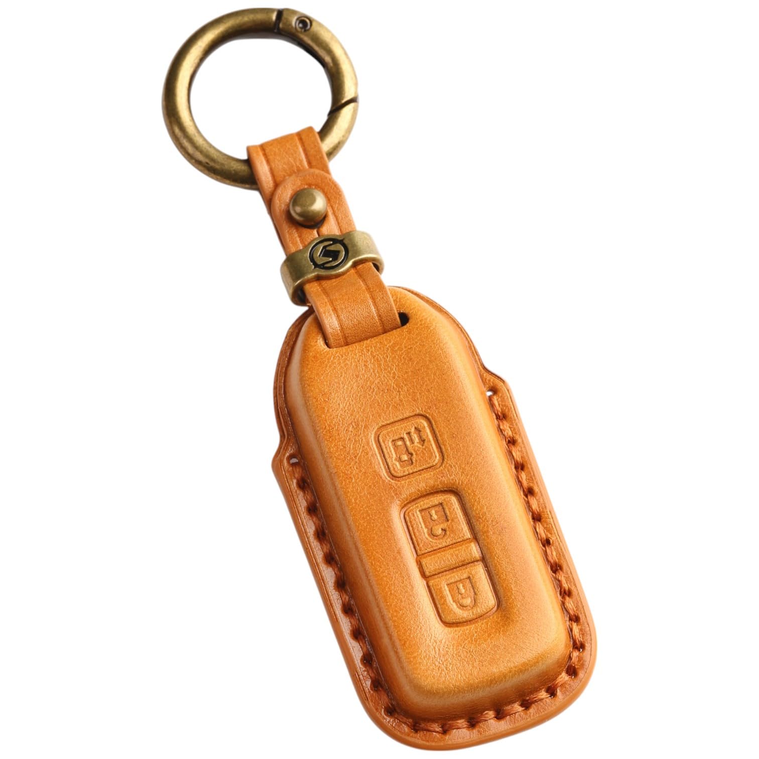 【smasol】NBOX キーカバー NBOX カスタム 本革 キーケース JF1 JF2 JF3 JF4 キーカバー キーケース 3ボタン 4ボタン 片側スライド 専用設計 両側スライド (3D高級/3ボタン キャメル)商品画像