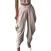 VJMVJM Women's Dress Slacks Pants Casual Baggy Pleated Business Work Pants Wide Leg High Waisted Pants Palazzo Trousers