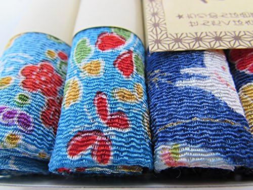Navy blue / black Series 7 Assort Pre-Cut (8.7 "ร 6.5") Rayon Crepe Print Chirimen kimono Fabric Quilt Patchwork