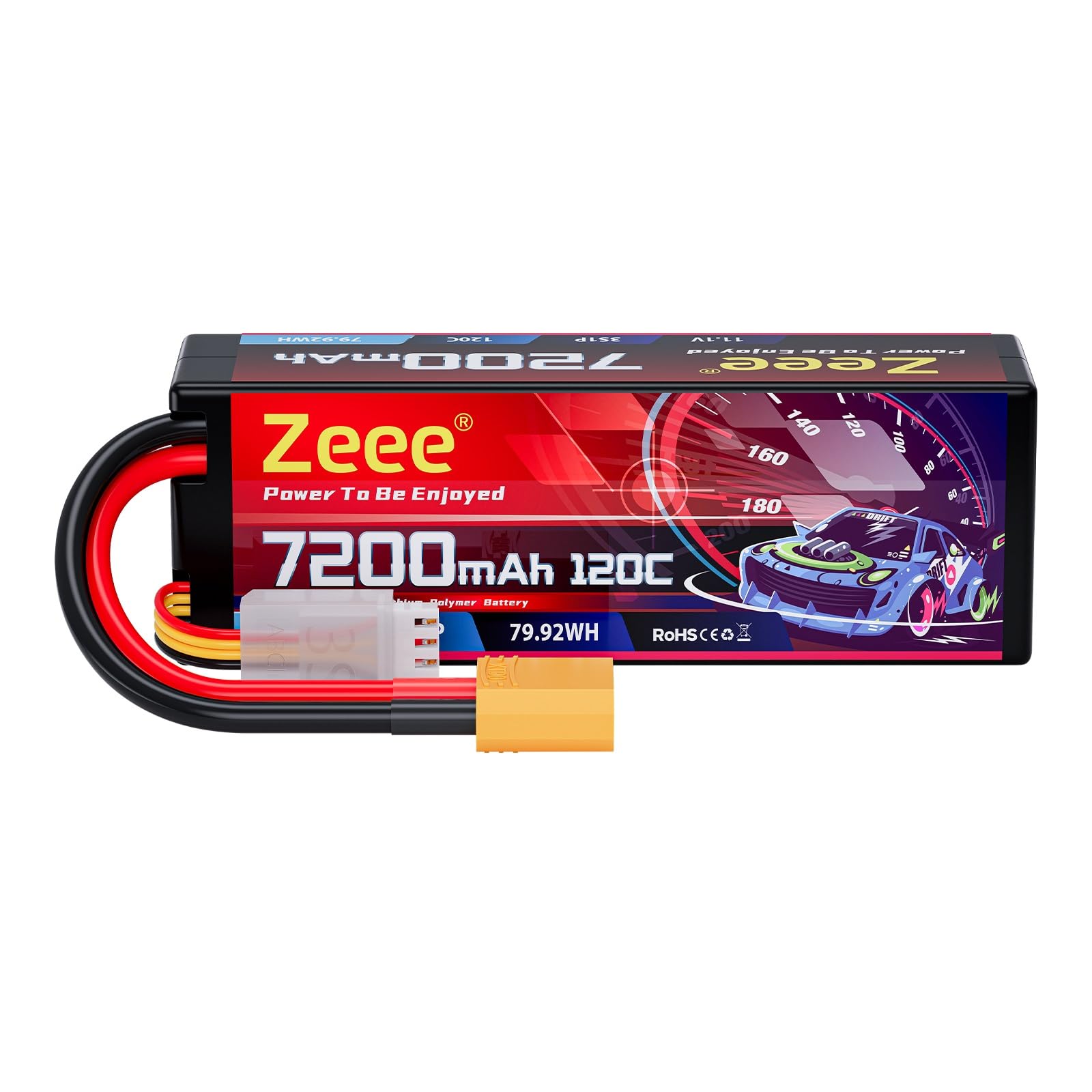 Zeee 3S Lipo Battery 7200mAh 11.1V 120C with XT90 Connector Hard Case Battery Compatible with RC Car RC Truck RC Boat LOSI Associated Racing Hobby