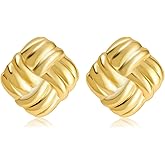 Dckazz Gold Stainless Steel Earrings for Women Trendy Large Gold Stud Hypoallergenic