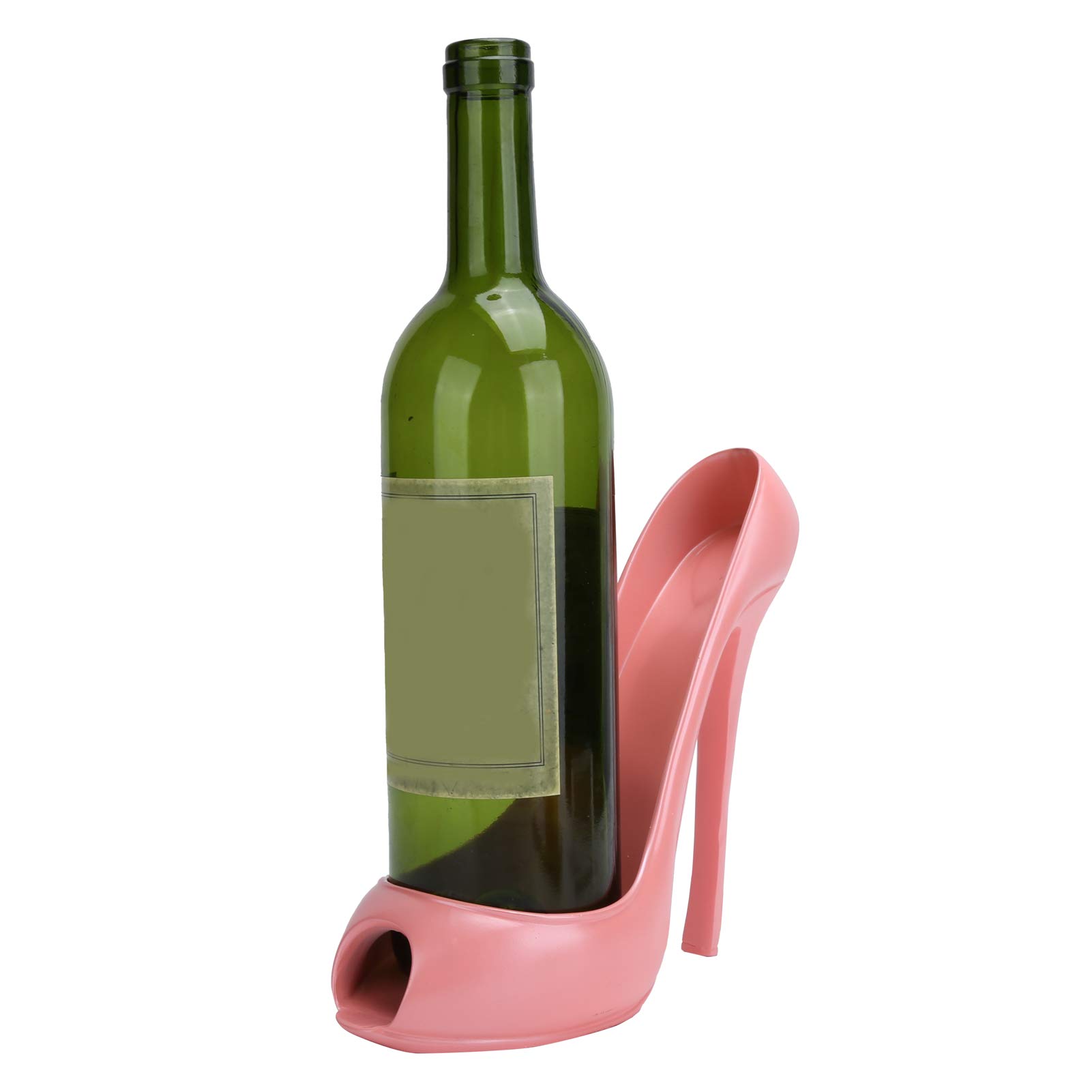 AUNMAS Wine Bottle Holder, 7.9 x 3.9 x 7.5in Synthetic Resin Stylish Wine Rack High Heel Shoe Shape Wine Bottle Holder Display Holder Home Decoration Accessories(Pink)