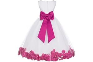 EKIDSBRIDAL Ivory Tulle Rose Floral Petals Toddler Flower Girl Dresses Bridal Gown 302T